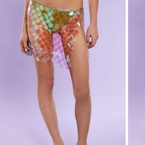 Forever 21 Mermaid Collection Pink Iridescent Sequin Chain Skirt One Size NEW